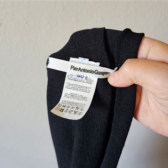 Pier Antonio Gaspari Black Semi Sheer Tunic Top Size 40 - Picture 3 of 6